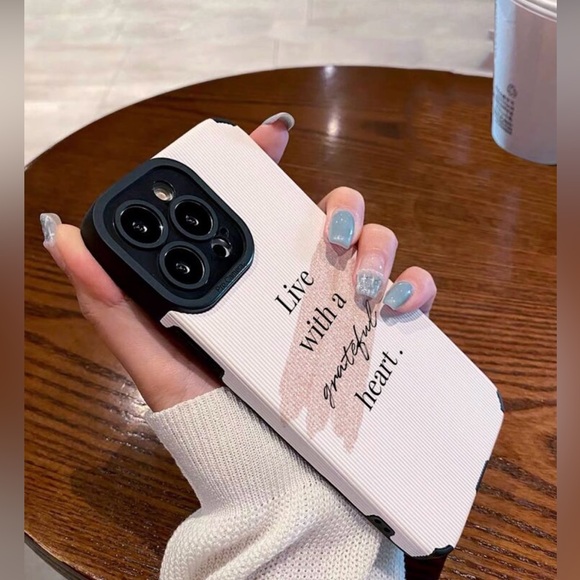 Apple IPhone 15 Plus Phone Case Vertical  PU Leather Apricot Slogan Graphic - Picture 3 of 5